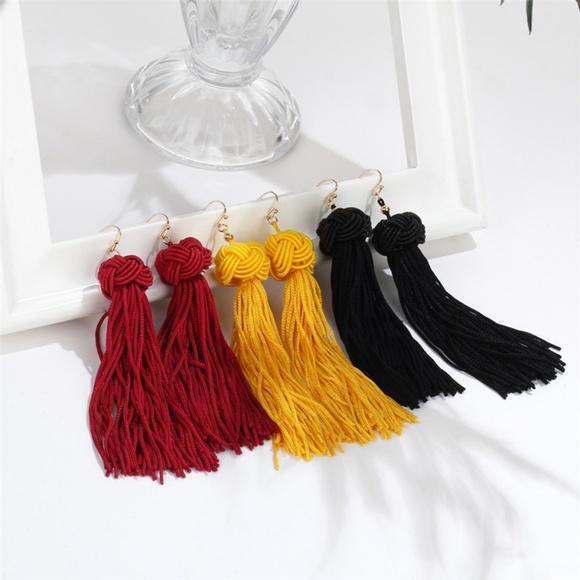 1437 Your color choice tassel 4 inch earrings *FINAL PRICE DROP* - Picture 2 of 2